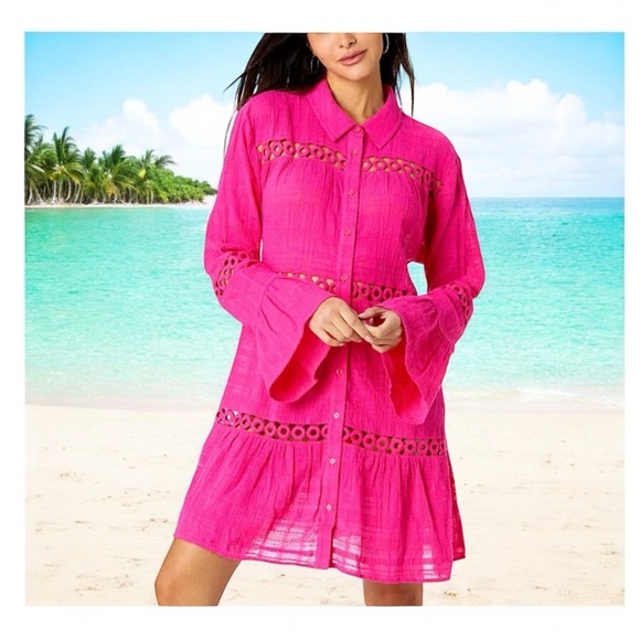 Anne Cole Cotton Bell-Sleeve Cover-Up Tunic NWT - Picture 5 of 5